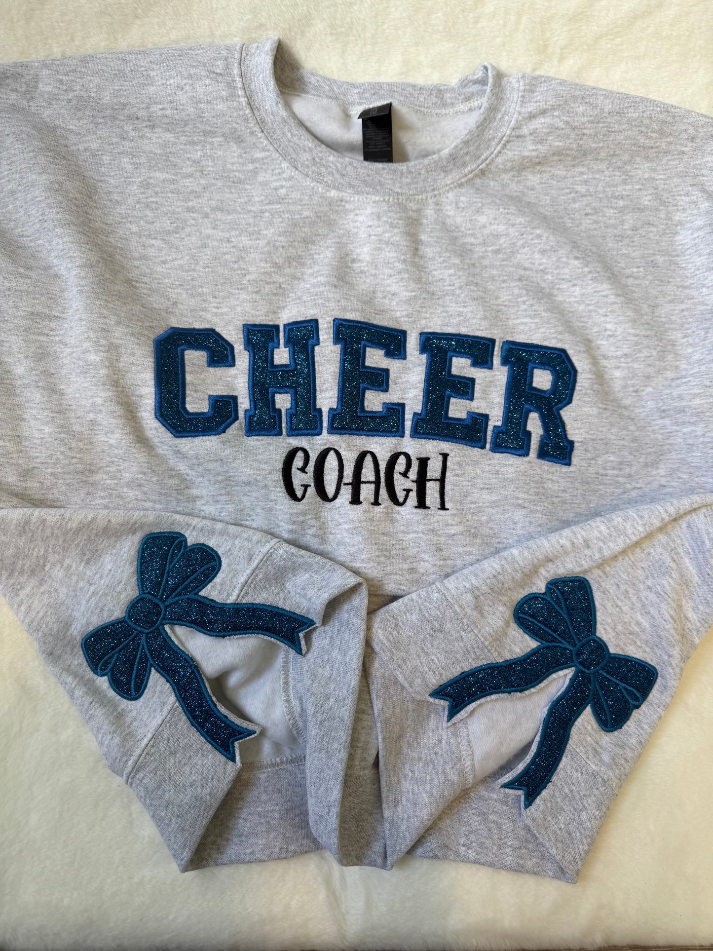 CHEER Embroidered Crewneck with Side Bows