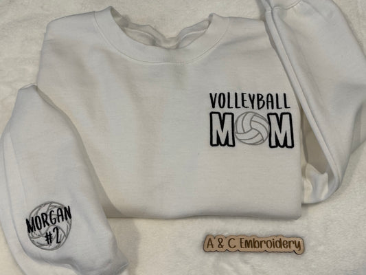 Volleyball Mom Crewneck w/ Name on Sleeve
